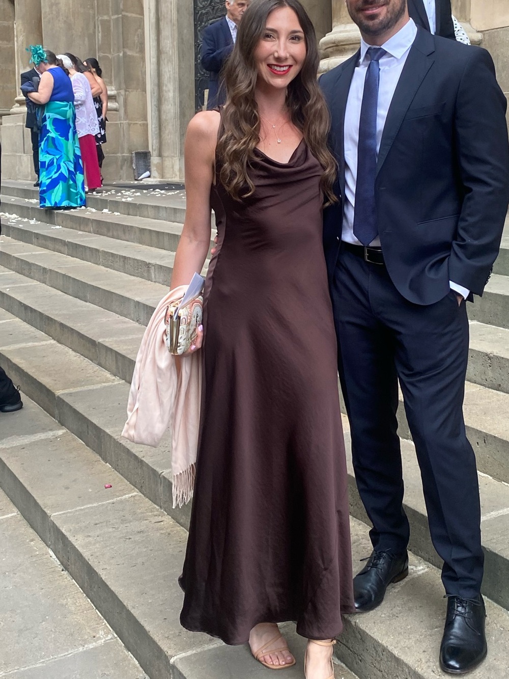 Zara Brown Satin Maxi Dress